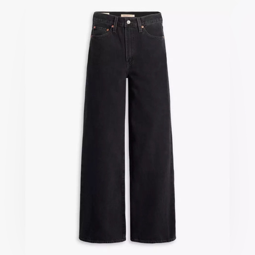 Levi's Ribcage Black Flare Wide-Leg Jeans High-Waisted
